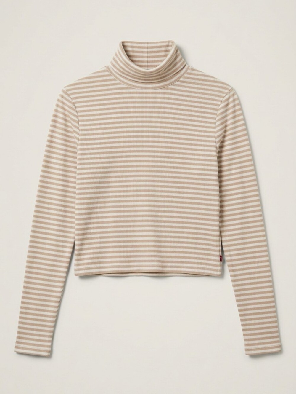 Levis Striped Turtleneck Crop Top In Cream Pink And White - Oriel Turtleneck